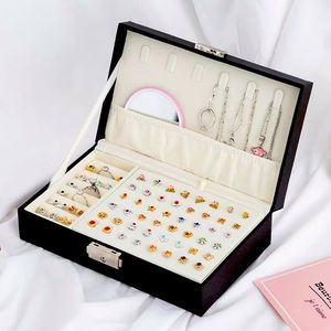 PU Leather Jewelry Storage Box Case Necklace Earrings Rings Organiser Display